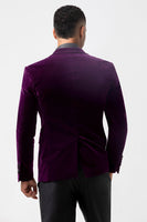 Load image into Gallery viewer, Dark Purple Peak Lapel One Button Velvet 2 Piece Men&#39;s Prom Tuxedos