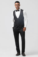 Load image into Gallery viewer, Dark Blue 3 Piece Peak Lapel Jacquard One Button Men&#39;s Prom Tuxedo