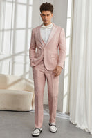 Load image into Gallery viewer, Silm Fit Peak Lapel Light Pink Jacquard Men&#39;s Formal Suits