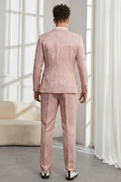 Load image into Gallery viewer, Silm Fit Peak Lapel Light Pink Jacquard Men&#39;s Formal Suits