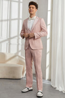 Load image into Gallery viewer, Silm Fit Peak Lapel Light Pink Jacquard Men&#39;s Formal Suits