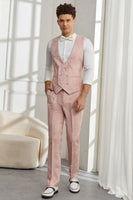 Load image into Gallery viewer, Silm Fit Peak Lapel Light Pink Jacquard Men&#39;s Formal Suits