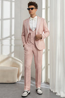 Load image into Gallery viewer, Silm Fit Peak Lapel Light Pink Jacquard Men&#39;s Formal Suits