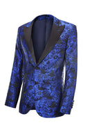 Load image into Gallery viewer, Peak Lapel Jacquard Royal Blue Single Breasted Men&#39;s Formal Blazer