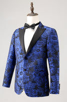 Load image into Gallery viewer, Royal Blue Jacquard Peak Lapel Men&#39;s Blazer