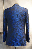 Load image into Gallery viewer, Peak Lapel Jacquard Two Buttons Royal Blue Single Breasted Men&#39;s Formal Blazer