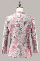 Load image into Gallery viewer, Pink Shawl Lapel Jacquard One Button Men&#39;s Formal Blazer