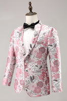 Load image into Gallery viewer, Pink Shawl Lapel Jacquard One Button Men&#39;s Formal Blazer