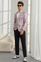 Load image into Gallery viewer, Shawl Lapel One Button Pink Floral Jacquard 2 Piece Formal Suits