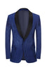 Load image into Gallery viewer, Royal Blue Jacquard One Button Shawl Lapel Prom Homecoming Blazer