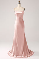 Load image into Gallery viewer, Blush Mermaid Spaghetti Straps Long Formal Dress