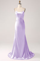 Load image into Gallery viewer, Eucalyptus Mermaid Satin Long Formal Dress