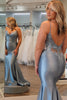 Load image into Gallery viewer, Glitter Grey Blue Grey Blue Appliques Mermaid Long Formal Dress