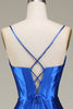 Load image into Gallery viewer, Royal Blue Satin Ruched Mermaid Long Formal Dress With Slit