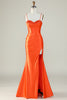 Load image into Gallery viewer, Royal Blue Satin Ruched Mermaid Long Formal Dress With Slit