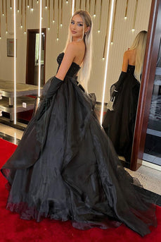 Sparkly Black Strapless Corset Formal Dress