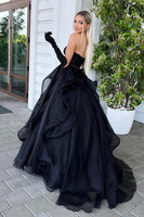 Load image into Gallery viewer, Sparkly Black Strapless Corset Formal Dress