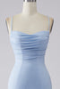 Load image into Gallery viewer, Sparkly Light Blue Ruched Mermaid Formal Dress with Slit
