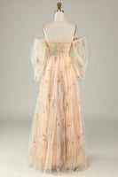 Load image into Gallery viewer, Green Off The Shoulder Long Sleeves A-Line Formal Dress