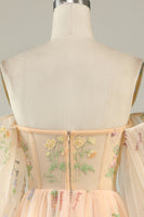 Load image into Gallery viewer, Green Off The Shoulder Long Sleeves A-Line Formal Dress