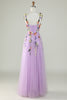 Load image into Gallery viewer, Dark Purple Spaghetti Straps Formal Dress With 3D Flowers