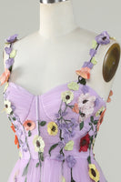 Load image into Gallery viewer, Purple Spaghetti Straps Long Formal Dress With 3D Flowers