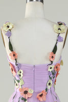 Load image into Gallery viewer, Purple Spaghetti Straps Long Formal Dress With 3D Flowers