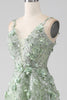 Load image into Gallery viewer, Sage A-Line Long Tulle Corset Formal Dress with Detachable Sleeves