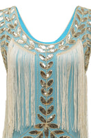 Load image into Gallery viewer, Plus Size Champagne Gatsby 1920s Flapper Dress with Sequins and Fringes