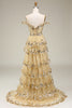 Load image into Gallery viewer, Pink Off The Shoulder Tiered Formal Dress
