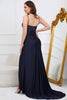Load image into Gallery viewer, Spaghetti Straps Beaded Dark Green Long Formal Dress with Slit