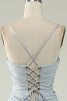 Load image into Gallery viewer, Mermaid Spaghetti Straps Light Green Long Formal Dress with Slit