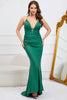Load image into Gallery viewer, Deep V-Neck Mermaid Dark Green Long Formal Dress
