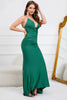 Load image into Gallery viewer, Deep V-Neck Mermaid Dark Green Long Formal Dress