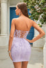 Load image into Gallery viewer, Black Corset Lace Tight Short Formal Dress