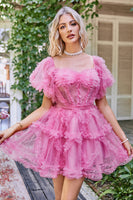 Load image into Gallery viewer, Blue Tulle Off The Shoulder Short Formal Dress