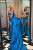 Load image into Gallery viewer, Simple Dark Green Mermaid Strapless Long Formal Dress with Slit