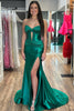 Load image into Gallery viewer, Simple Dark Green Mermaid Strapless Long Formal Dress with Slit