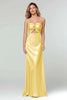 Load image into Gallery viewer, Light Blue Sweetheart Sheath Satin Long Formal Dress