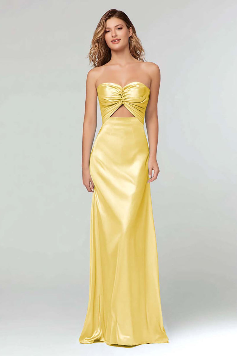 Load image into Gallery viewer, Light Blue Sweetheart Sheath Satin Long Formal Dress