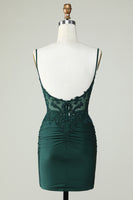 Load image into Gallery viewer, Spaghetti Straps Dark Green Short Formal Dress with Beading