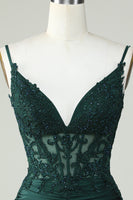 Load image into Gallery viewer, Spaghetti Straps Dark Green Short Formal Dress with Beading