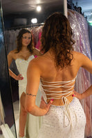 Load image into Gallery viewer, White Mermaid Sweetheart Long Formal Dress With Slit