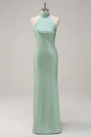 Load image into Gallery viewer, Agave Mermaid Halter Open Back Long Bridesmaid Dress