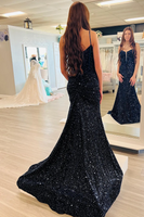 Load image into Gallery viewer, Sparkly Royal Blue Beaded Mermaid Corset Long Formal Dress