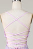 Load image into Gallery viewer, Sparkly Purple Mermaid Spaghetti Straps Corset Formal Dress with Slit