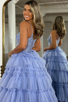 Load image into Gallery viewer, Sparkly Lilac Corset Beaded Long Tiered Formal Dress with Slit