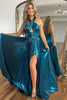 Load image into Gallery viewer, Blush Halter Cut Out Backless Metallic Long Formal Dress with Slit