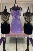 Load image into Gallery viewer, Sparkly Blush Sequined Backless Tight Short Formal Dress