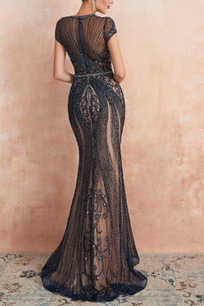 Sparkly Mermaid Black Long Formal Dress with Beading
